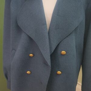 Dear John Teal Pea Coat with Gold Buttons